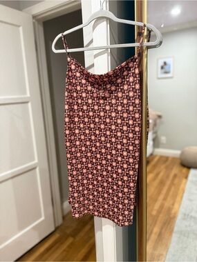 O'Neill Pink and Black Floral Geometric Mini Slip Dress